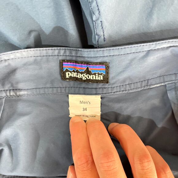 Patagonia Mens Swim Trunk Blue with‎ Gold embroidery Size 34 - Picture 3 of 9
